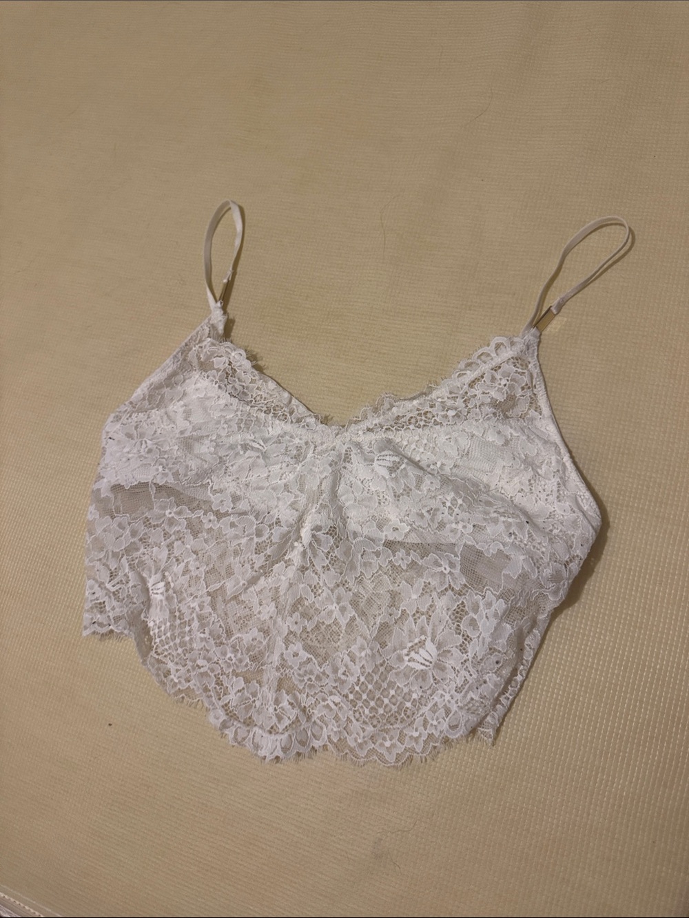 Aerie White Lace Bralette Camisole with Adjustable Straps